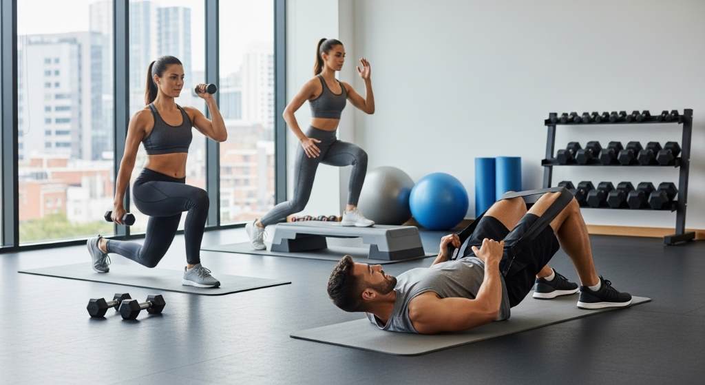 Seattle fitness enthusiast performing joint-friendly leg exercises indoors